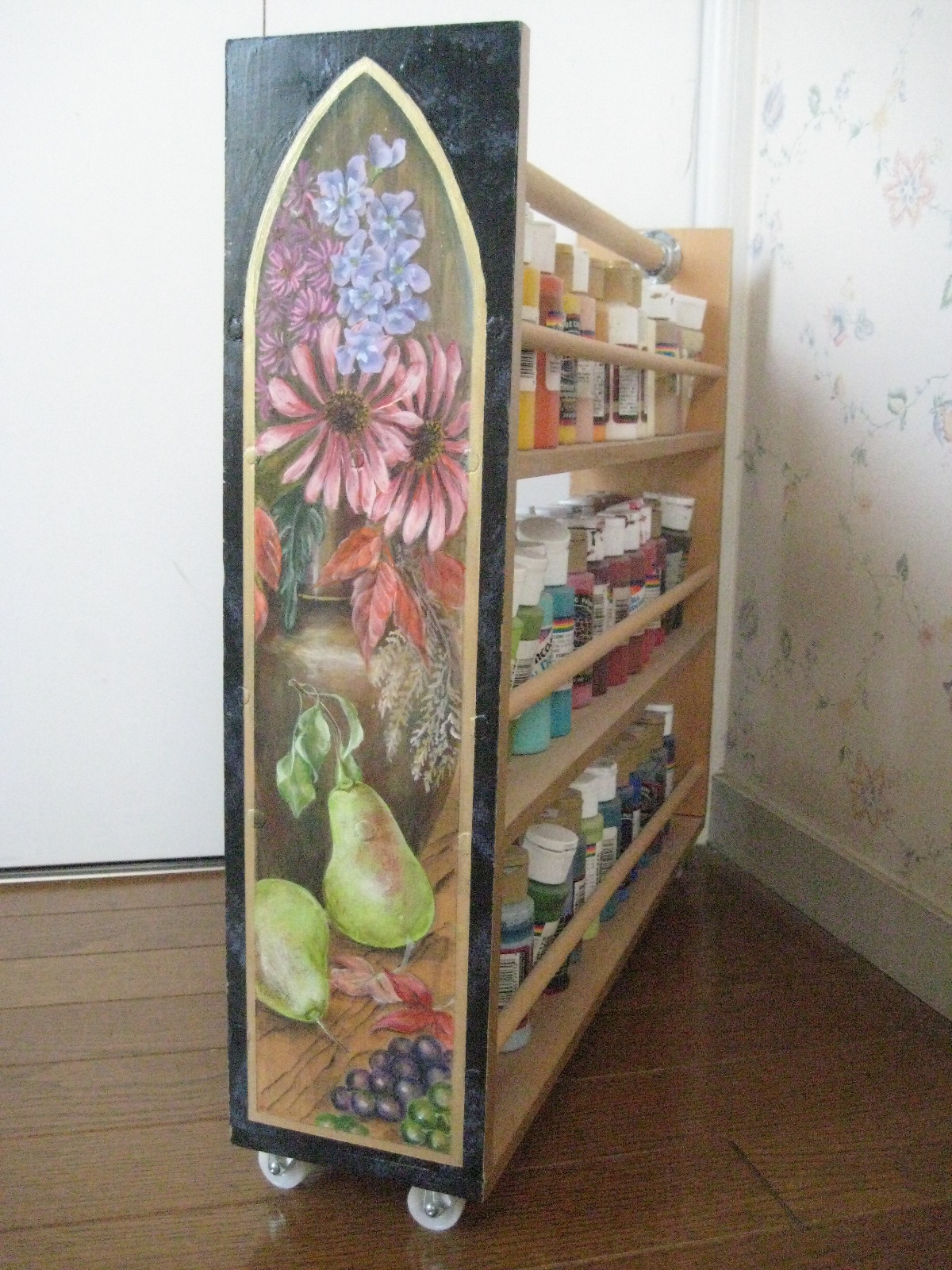 トールペイント 絵の具 アイアンラック 白